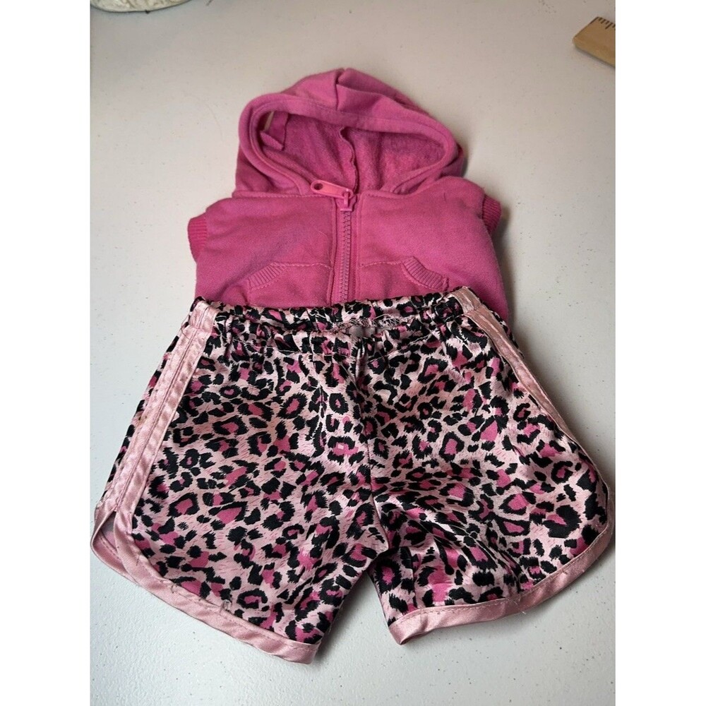 build a bear clothes girl's warm up exercise outfit Pink Leopard BABW